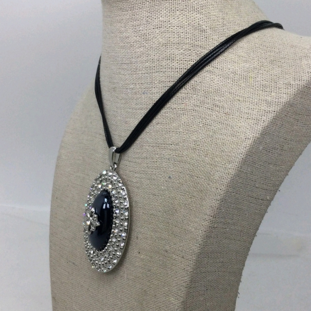 Chico's Reversible Pave Pendant Necklace 18" NWT - Picture 2 of 7